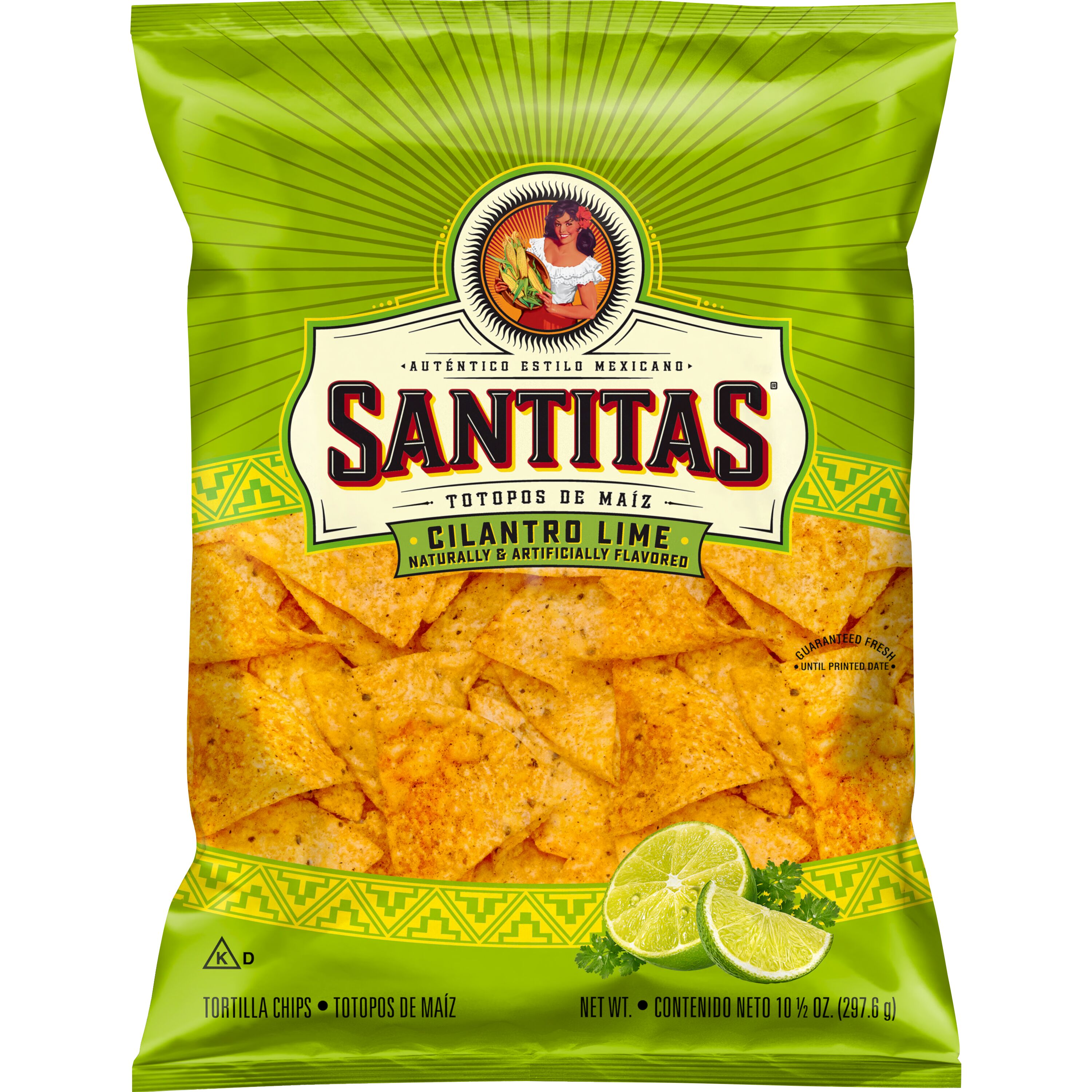 (3 pack) Santitas Tortilla Chips Cilantro Lime Flavored Snack Chips, 10.5 Ounce Bag thumbnail 2