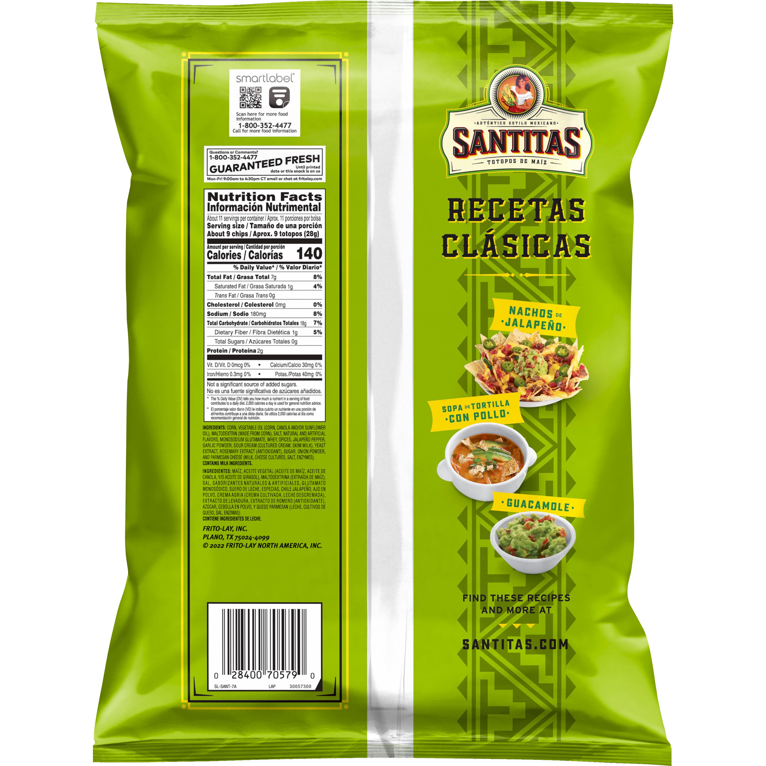 (3 pack) Santitas Tortilla Chips Cilantro Lime Flavored Snack Chips, 10.5 Ounce Bag thumbnail 3