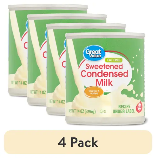 (4 pack) Great Value Fat Free Sweetened Condensed Milk, 14 Oz