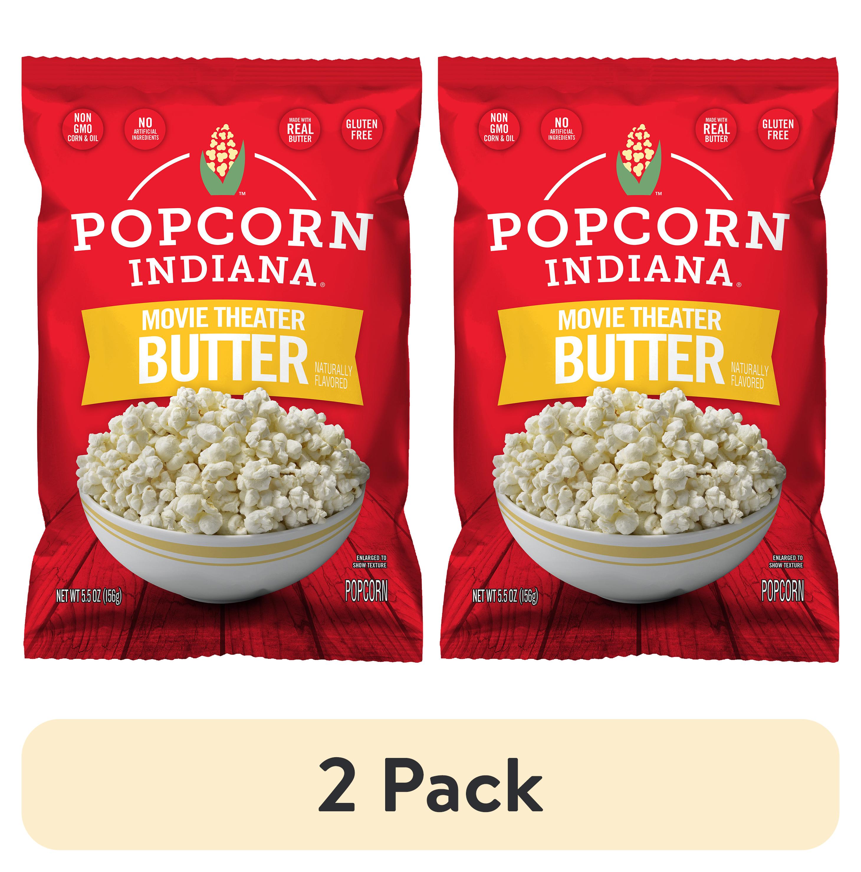 (2 pack) Popcorn Indiana Original Crispy Crunch Real Butter Movie Theater Pop Corn Value Size, 5.5 oz