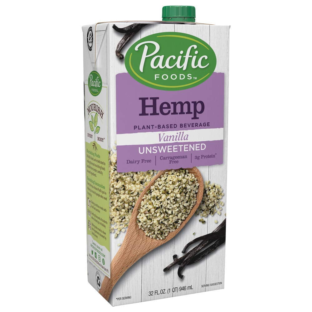 (Pack of 12) Pacific Foods Unsweetened Vanilla Hemp Milk, 32 fl oz