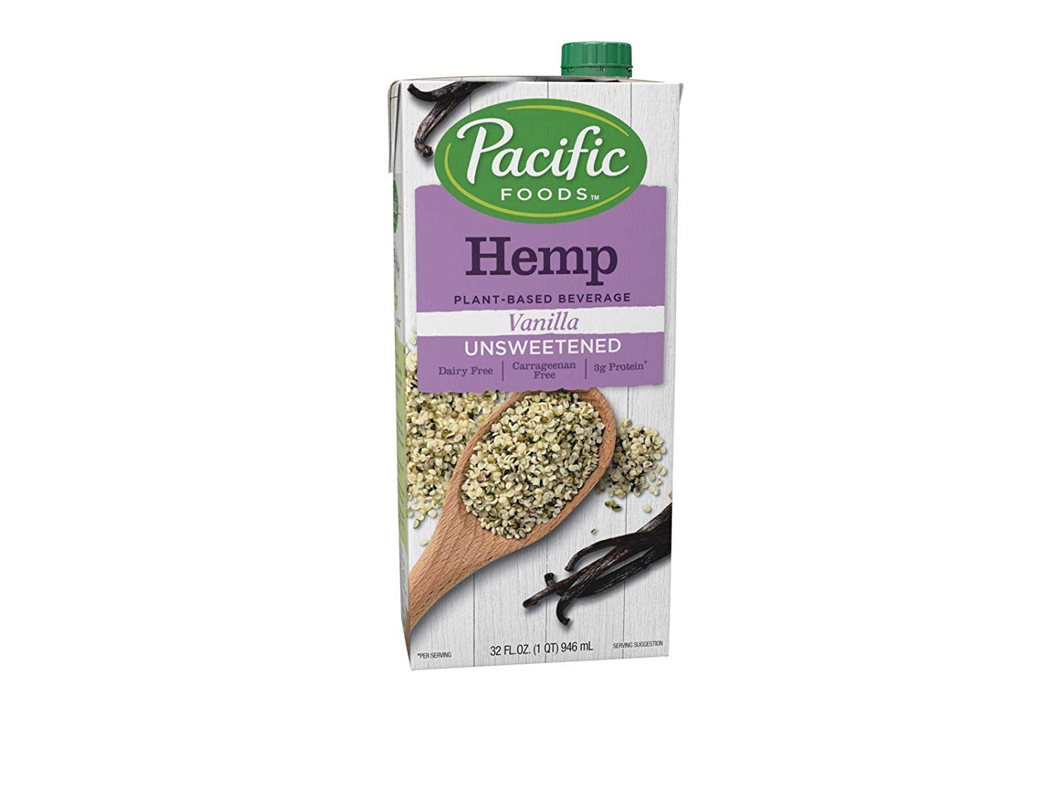 (Pack of 12) Pacific Foods Unsweetened Vanilla Hemp Milk, 32 fl oz thumbnail 2