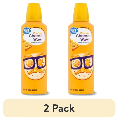 (2 pack) Great Value Cheese Wow! Spray Cheese, Cheddar, 8 oz Can