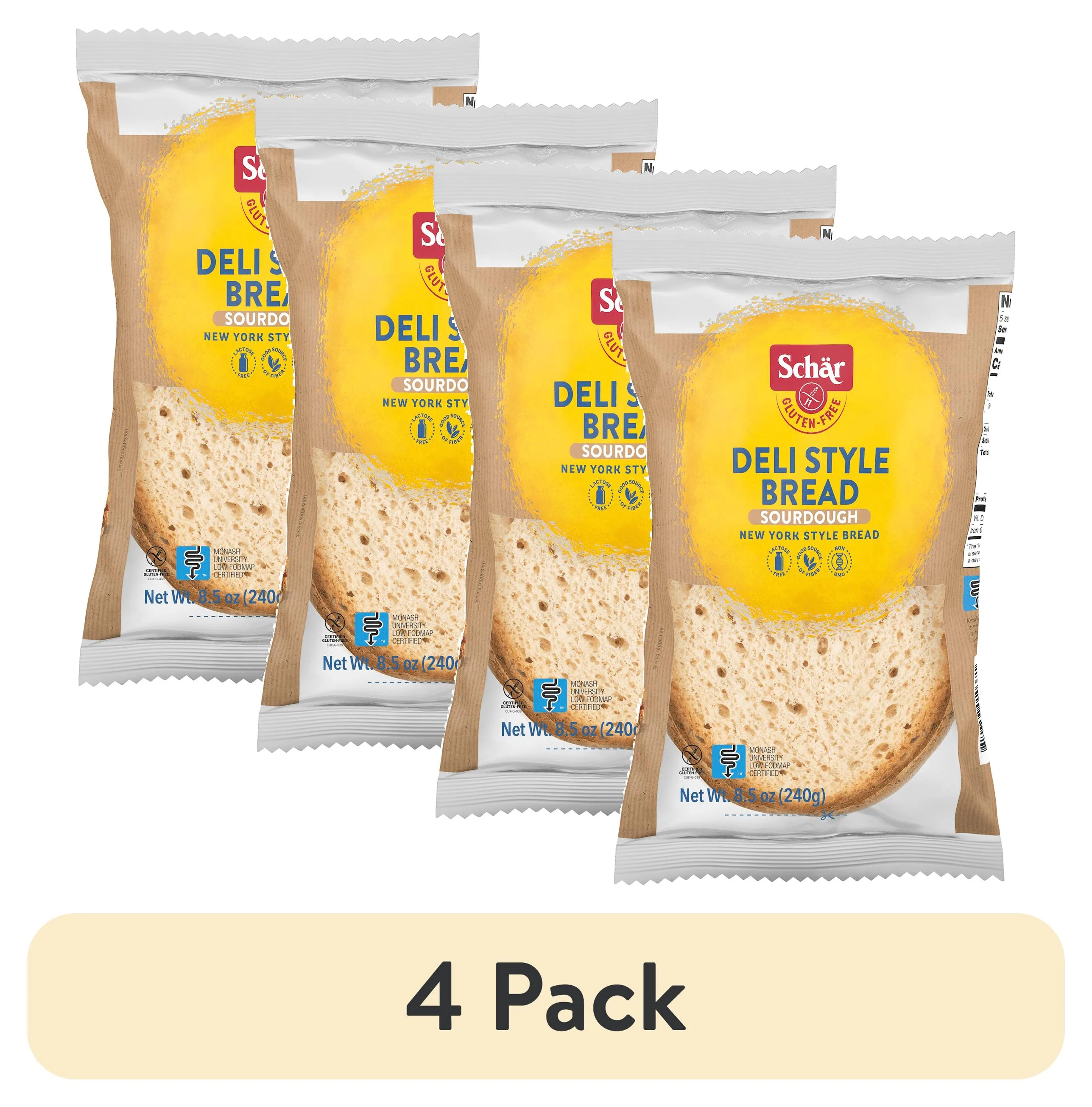 (4 pack) Schar Gluten Free Deli Style Sourdough Bread, 8.5 oz