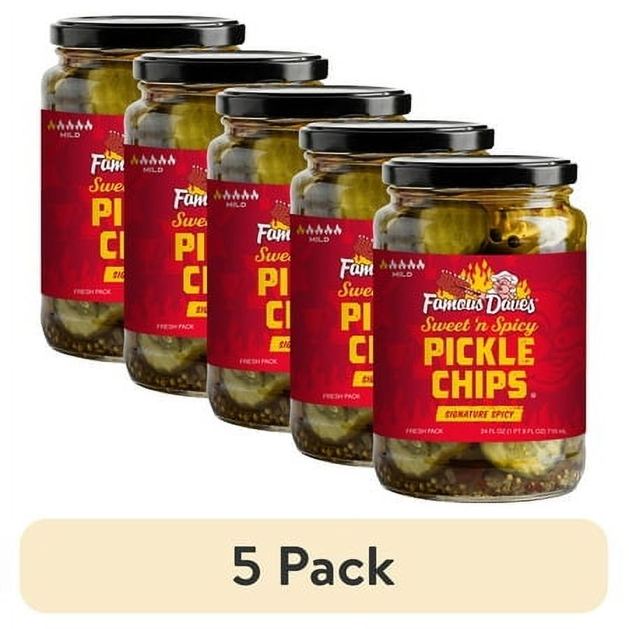 (5 pack) Famous Dave's Sweet 'n Spicy Pickle Chips, 24 FL Oz