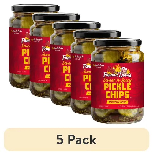 (5 pack) Famous Dave's Sweet 'n Spicy Pickle Chips, 24 FL Oz thumbnail 3