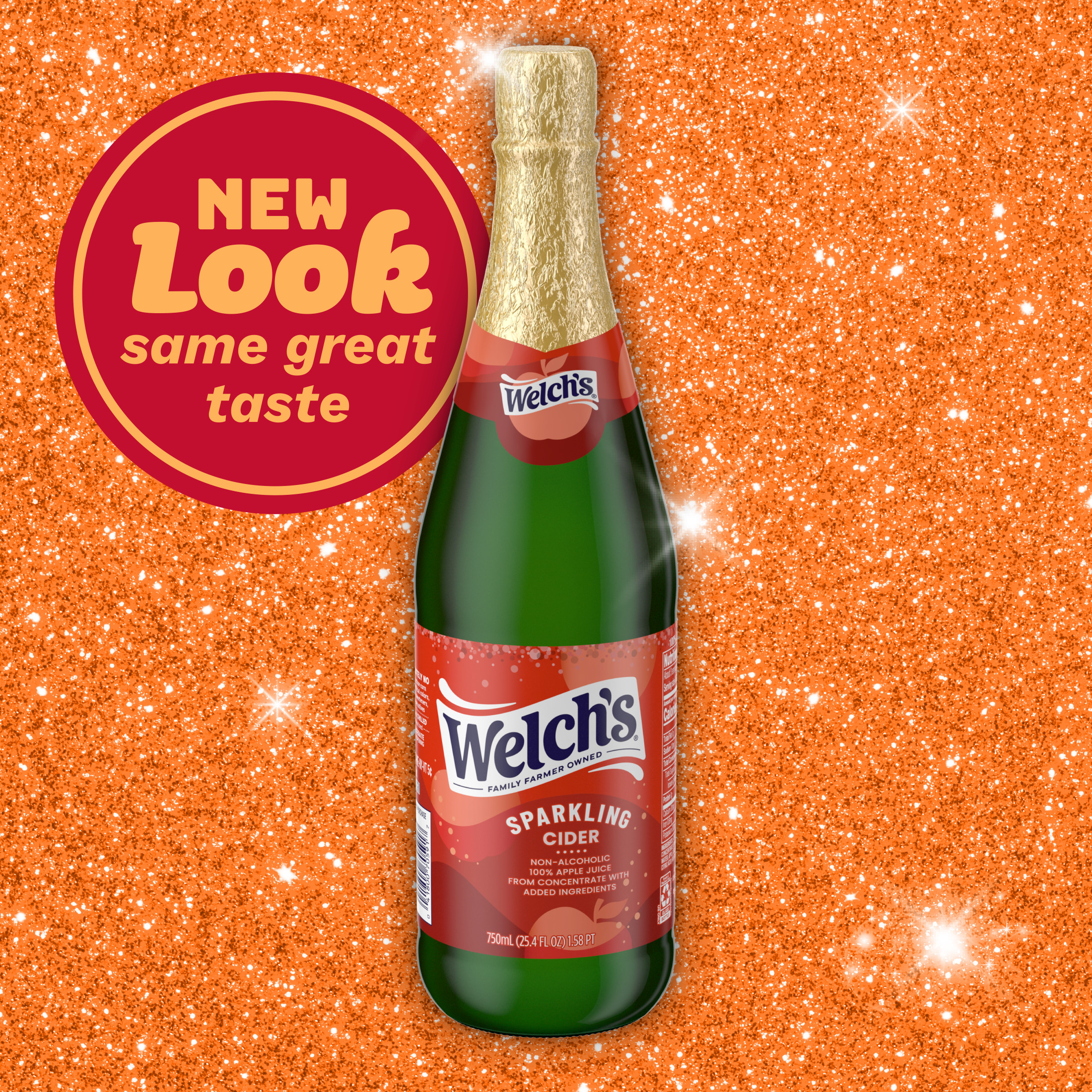 (2 pack) Welch's Non-Alcoholic Sparkling 100% Apple Juice, Cider, 25.4 fl oz Bottle thumbnail 3