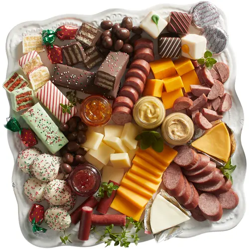The Swiss Colony 27 Favorites and Christmas Petits Fours Gift Bundle - Assorted Cheeses, Candies, Chocolates, and Summer Sausage thumbnail 4