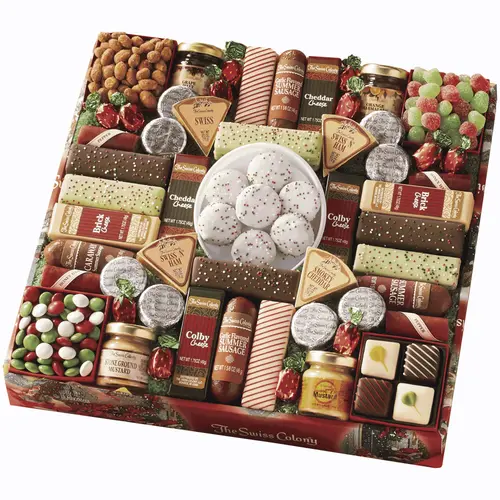The Swiss Colony 43 Season Pleasers - Assorted Summer Sausage Meats, Cheese Bricks and Wedges, Spreadables, Candies, and Chocola