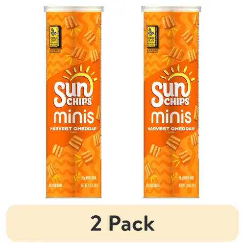 (2 pack) SunChips Minis, Harvest Cheddar Canister Snack Chips, 3.75 oz Canister thumbnail 2