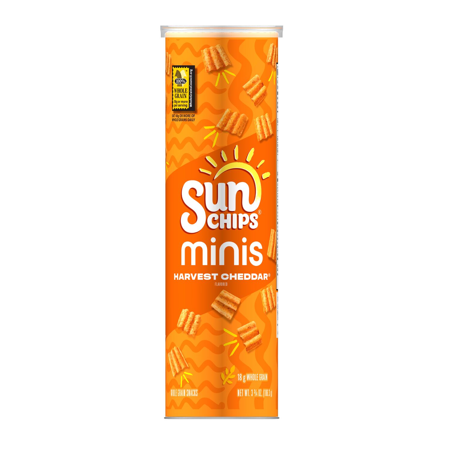 (2 pack) SunChips Minis, Harvest Cheddar Canister Snack Chips, 3.75 oz Canister thumbnail 3