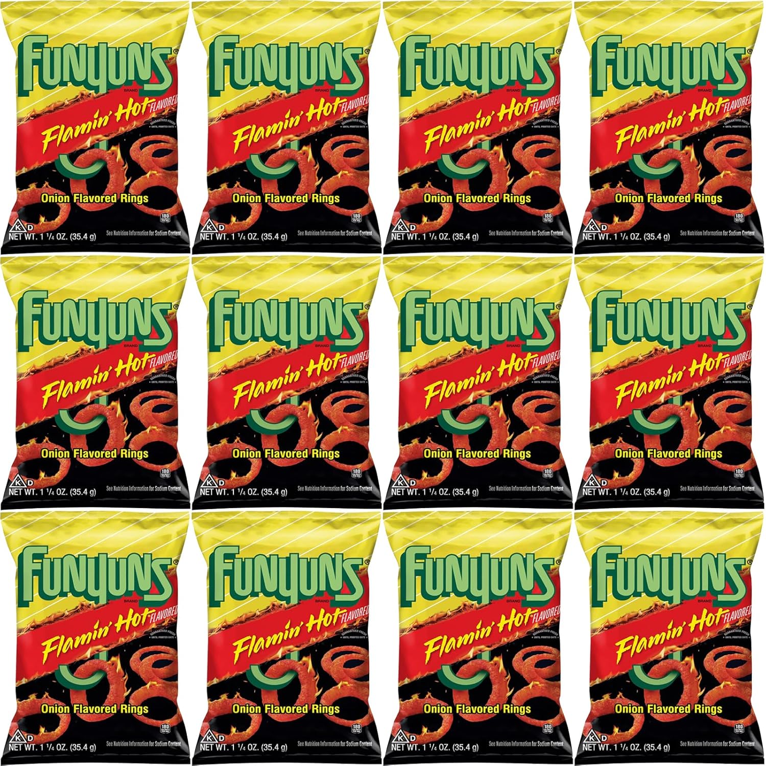 Funyuns Flamin Hot Onion Flavored Rings, 1.25 Oz Bags, Pack of 12, Bundled by Shoppyway thumbnail 2