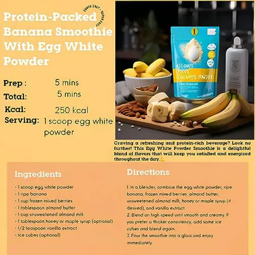 Adequate Foods Egg White Powder 500 gm (Pack of 1) | 2 min breakfast | 125 Omelets thumbnail 3