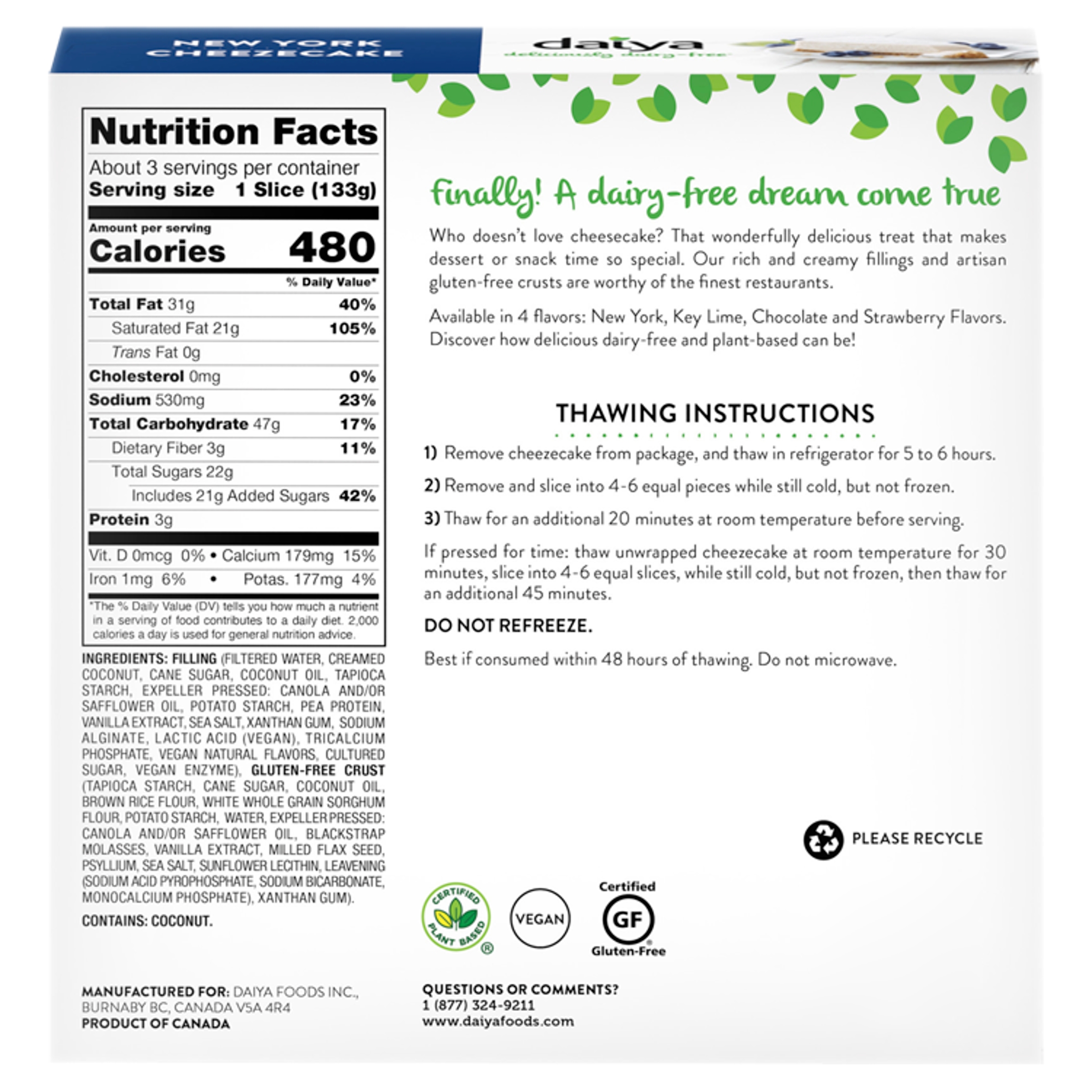 Daiya Deliciously Dairy Free New York Cheezecake, 14.1 Ounce -- 8 per case. thumbnail 2