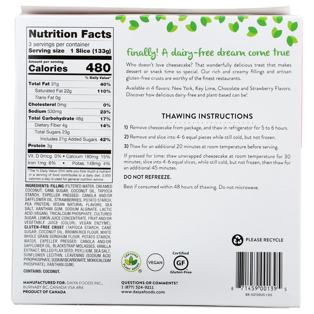 Daiya Deliciously Dairy Free Strawberry Cheezecake, 14.1 Ounce -- 8 per case. thumbnail 3