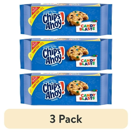 (3 pack) CHIPS AHOY! Candy Blasts Chocolate Chip Cookies, Family Size, 18.9 oz