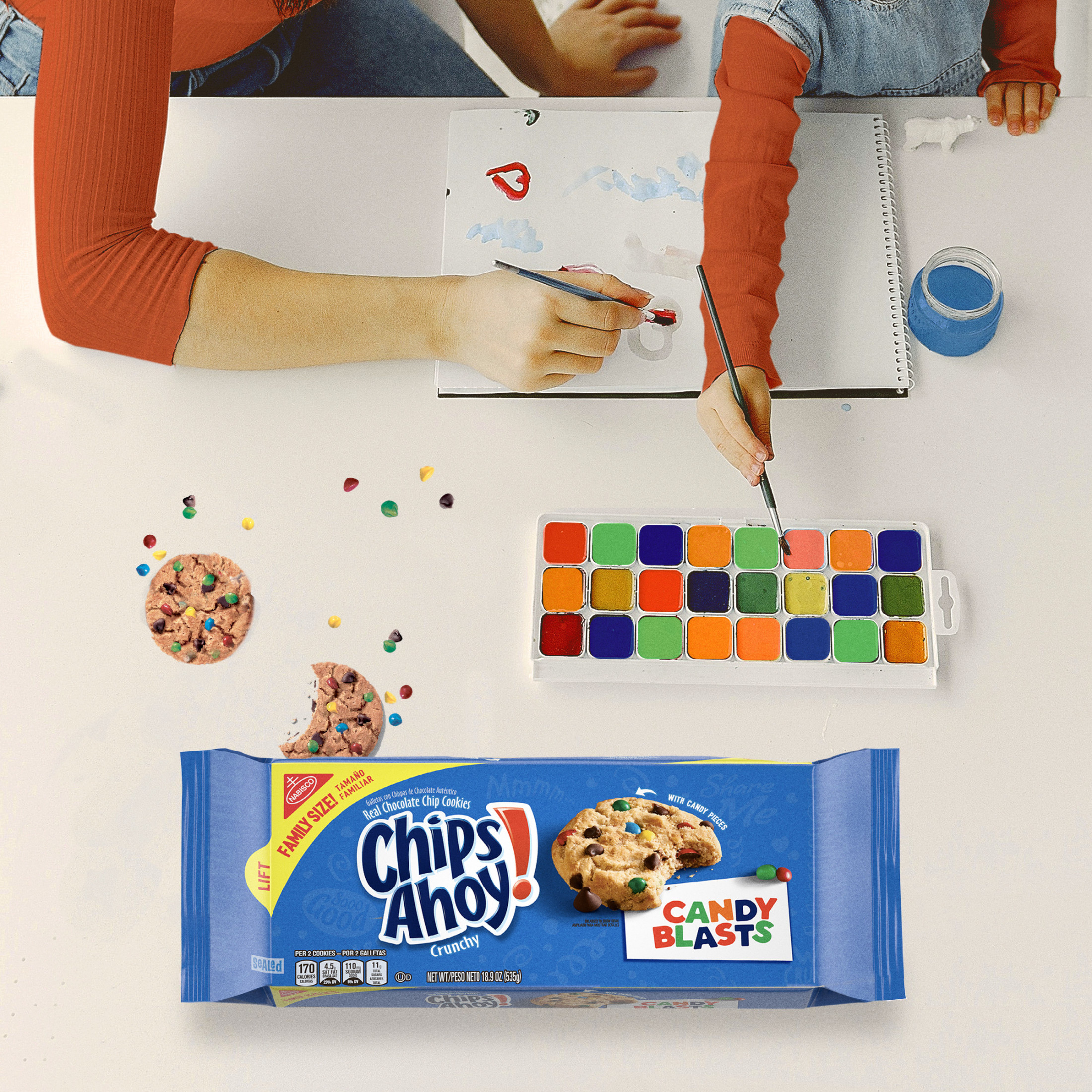 (3 pack) CHIPS AHOY! Candy Blasts Chocolate Chip Cookies, Family Size, 18.9 oz thumbnail 4