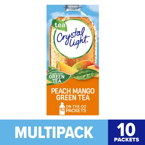 (2 pack) Crystal Light Peach Mango Green Tea Sugar Free Drink Mix Singles, 10 ct On-the-Go-Packets thumbnail 2