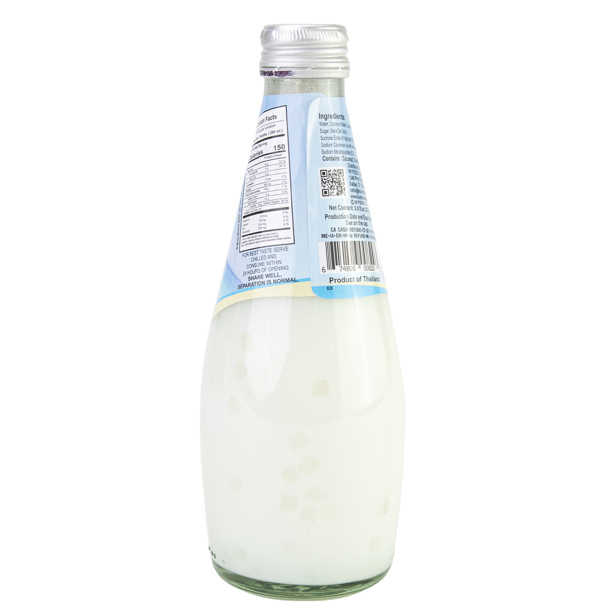 (4 pack) Kuii Drinks Coconut Milk with Nata de Coco, Original, 290mL thumbnail 2