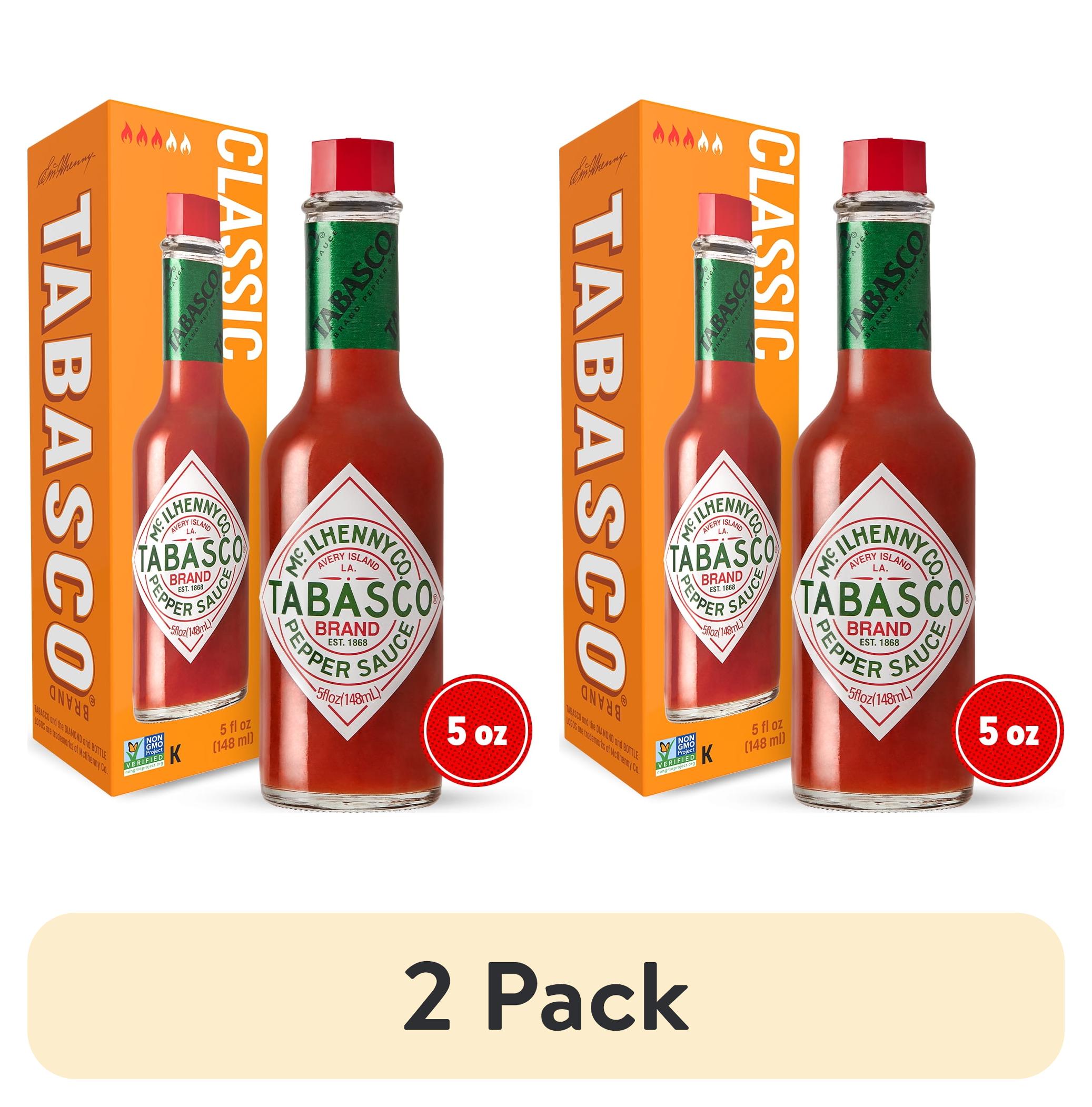 (2 pack) Tabasco Original Red Pepper Sauce, 5 oz, Regular Glass Hot Sauce Bottle, Gluten Free