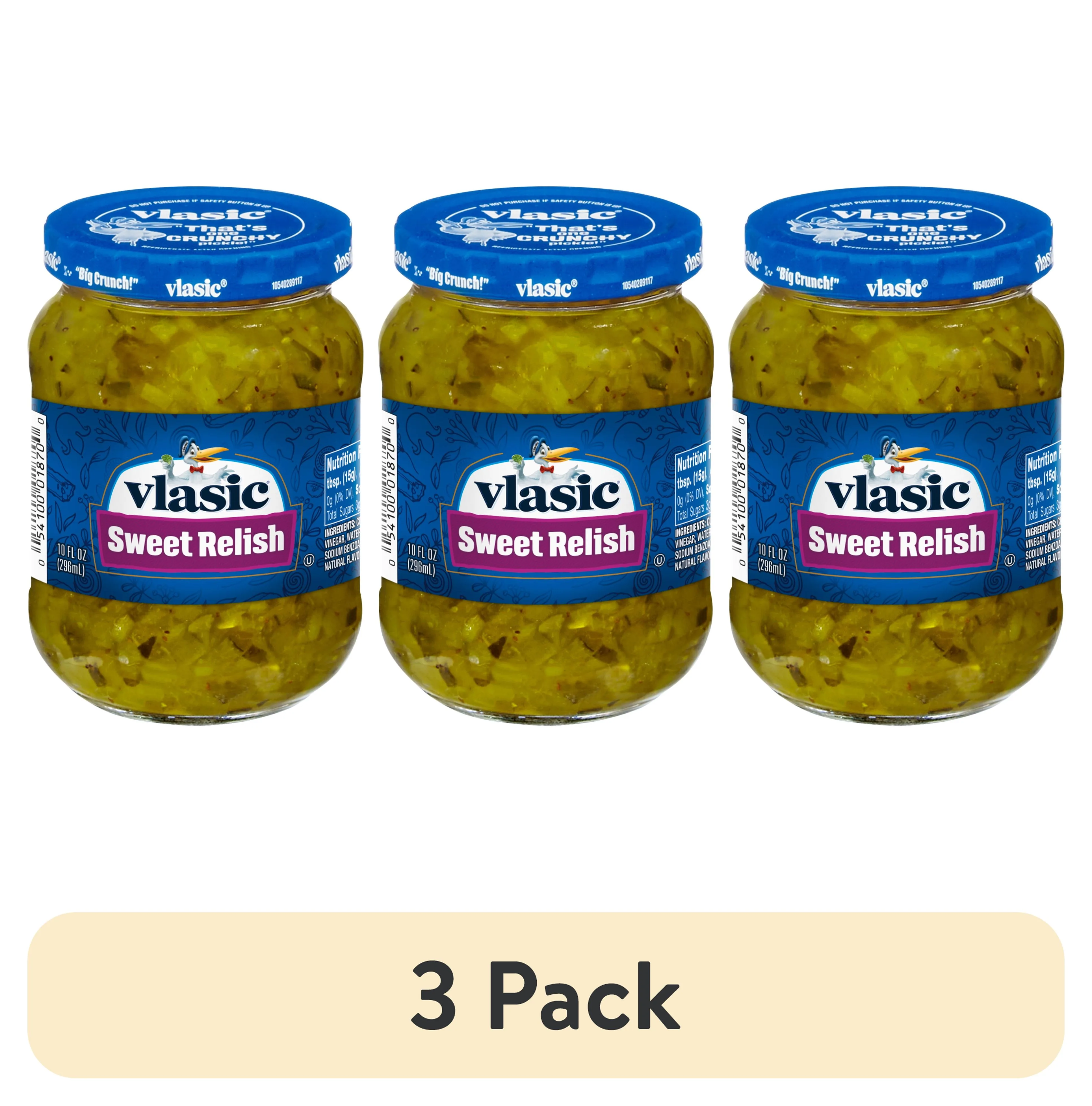 (3 pack) Vlasic Kosher Sweet Pickle Relish, 10 fl oz