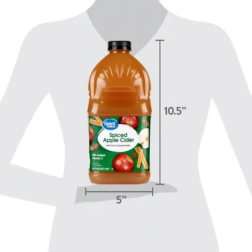 (4 pack) Great Value 100% Fresh-Pressed Spiced Apple Cider, 64 fl oz