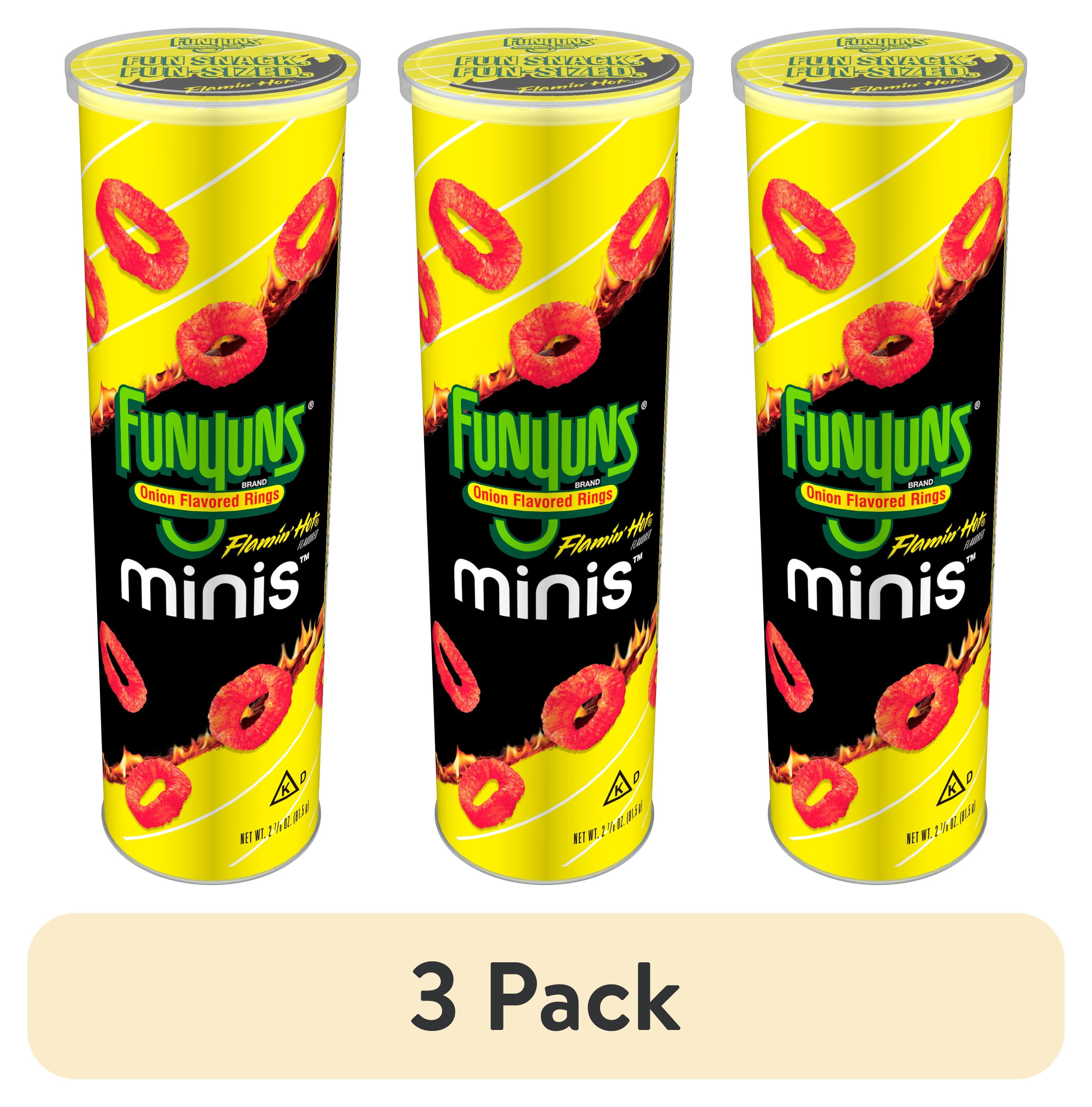 (3 pack) Funyuns Minis Flamin Hot Flavored Onion Rings, 2.785 oz Canister
