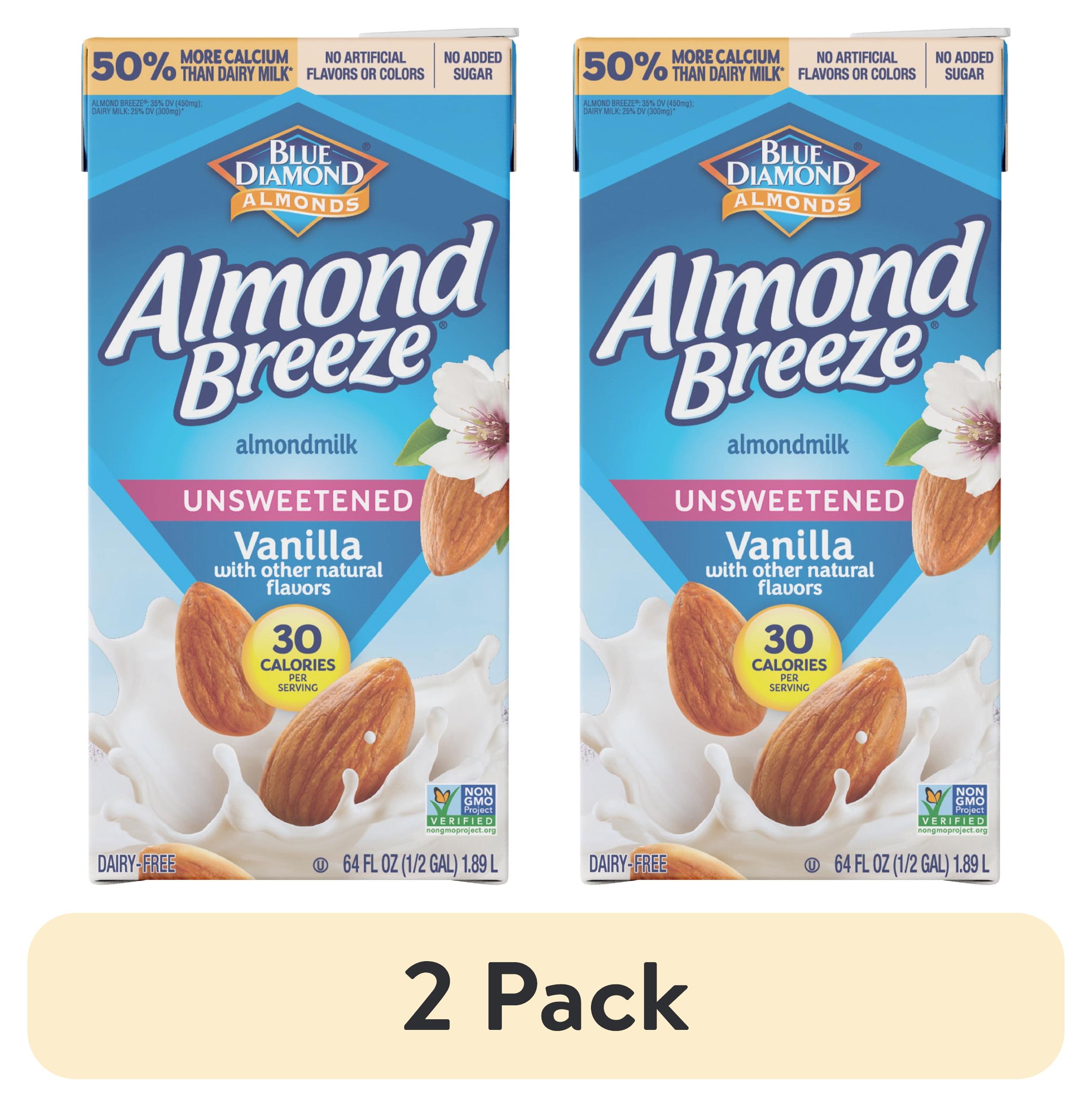 (2 pack) Almond Breeze Shelf-Stable Unsweetened Vanilla Almond Milk, 64 oz Can