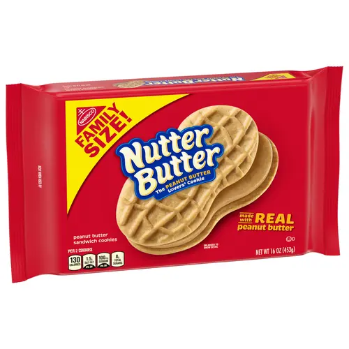 (3 pack) Nutter Butter Family Size Peanut Butter Sandwich Cookies, 16 oz thumbnail 3