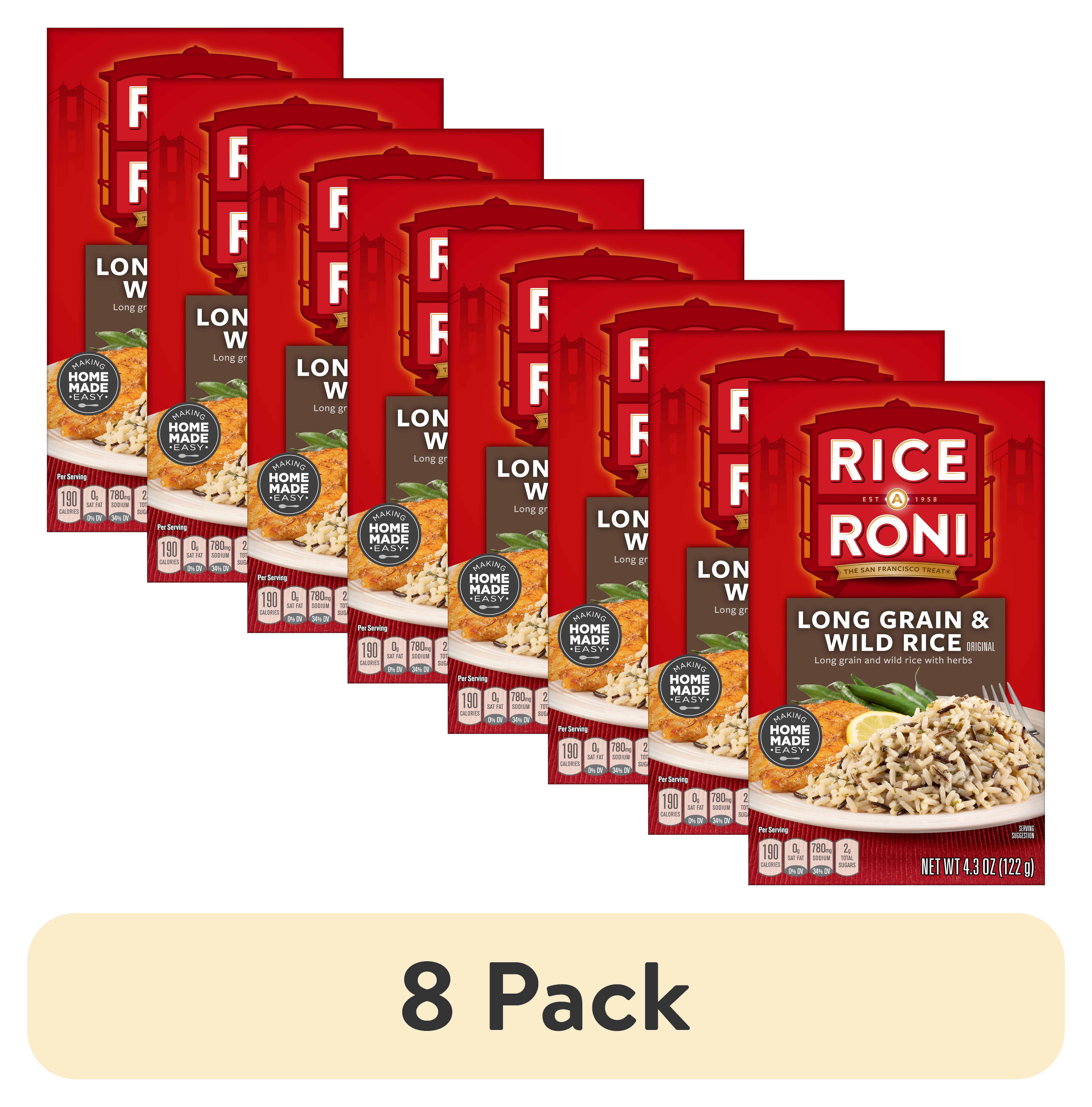 (8 pack) Rice-A-Roni Long Grain & Wild Rice Mix Packaged Meal, 4.3 oz Shelf-Stable Box