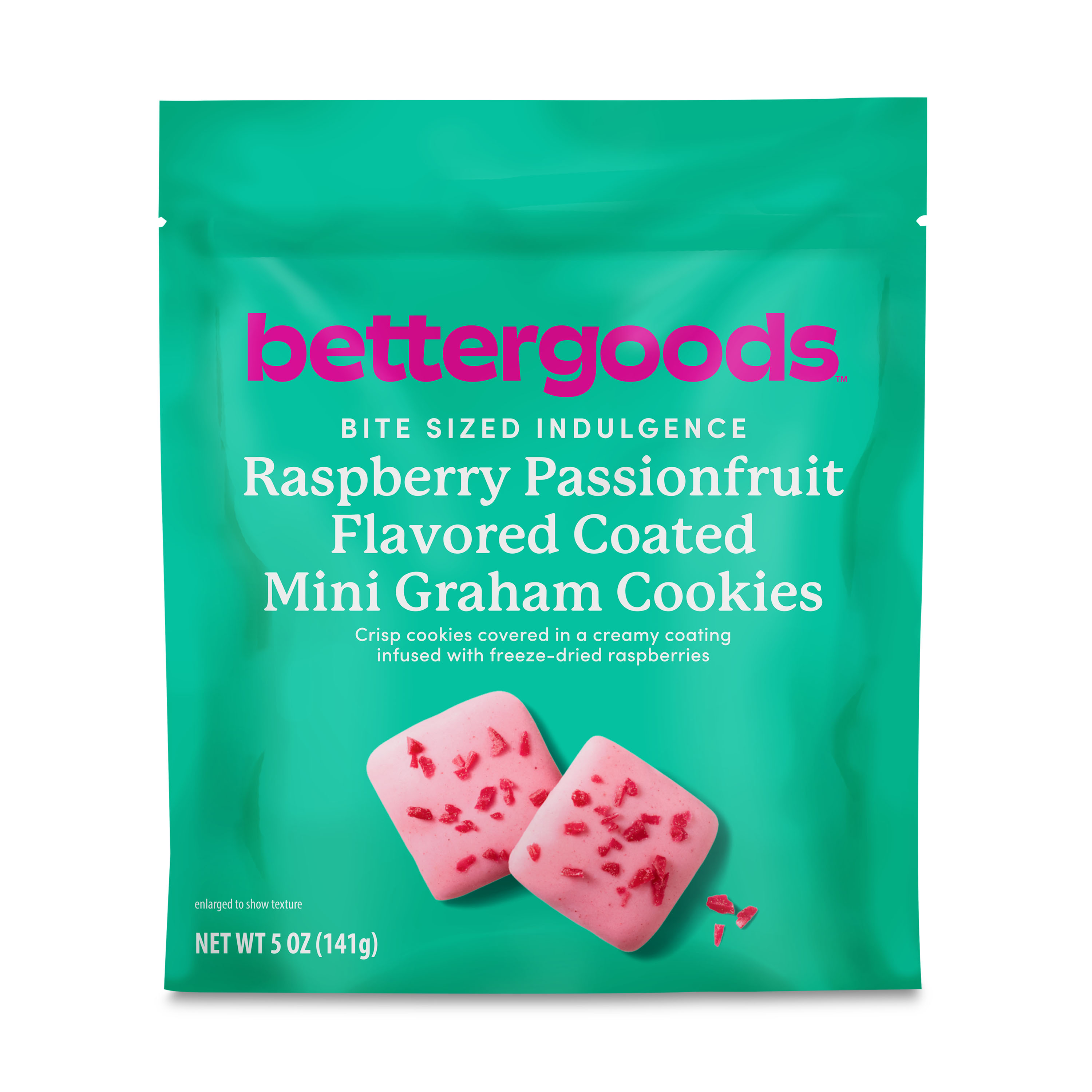 (4 pack) bettergoods Raspberry Passionfruit Flavored Coated Mini Graham Cookies, 5 oz