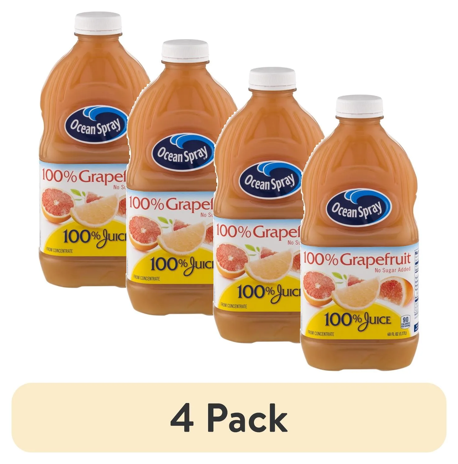 (4 pack) Ocean SprayÂ® 100% Grapefruit Juice, 100% Juice, 60 fl oz Bottle