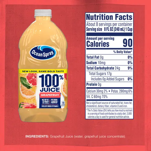 (4 pack) Ocean SprayÂ® 100% Grapefruit Juice, 100% Juice, 60 fl oz Bottle thumbnail 4