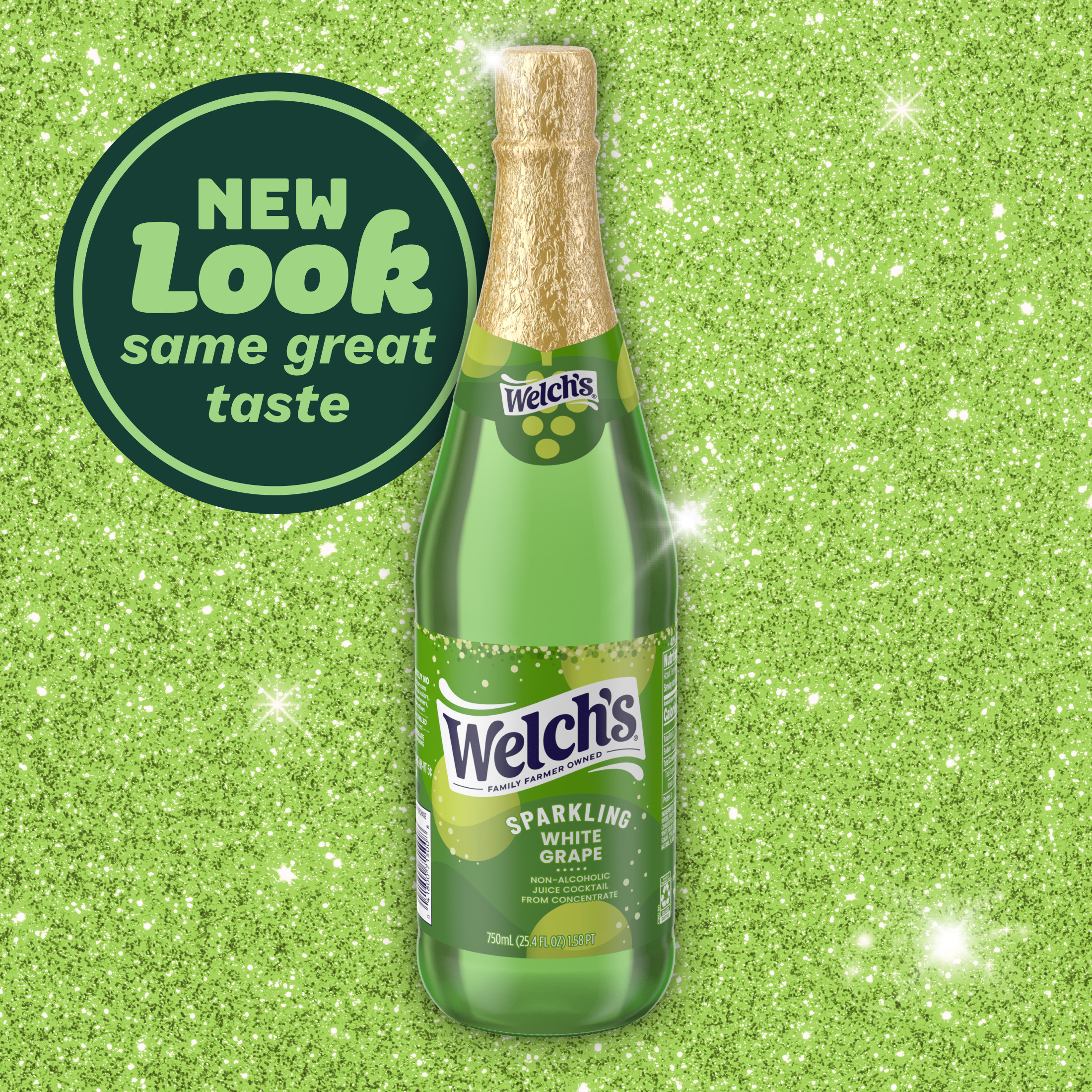(2 pack) Welch's Non-Alcoholic Sparkling Juice Cocktail, White Grape, 25.4 fl oz Bottle thumbnail 3