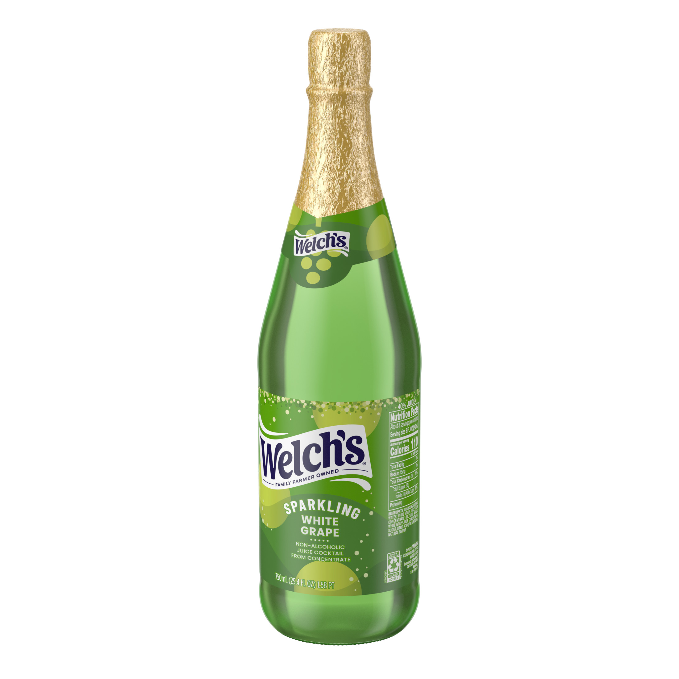 (2 pack) Welch's Non-Alcoholic Sparkling Juice Cocktail, White Grape, 25.4 fl oz Bottle thumbnail 4