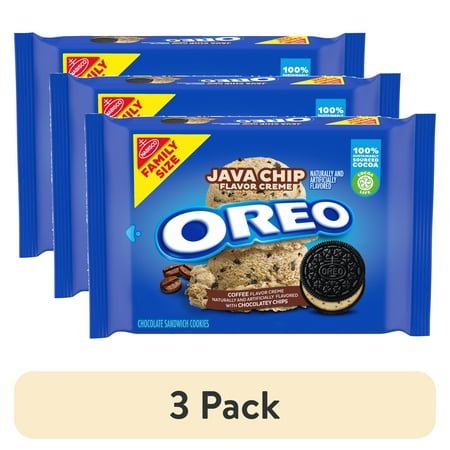 (3 pack) OREO Java Chip Creme Chocolate Sandwich Cookies, Family Size, 17 oz