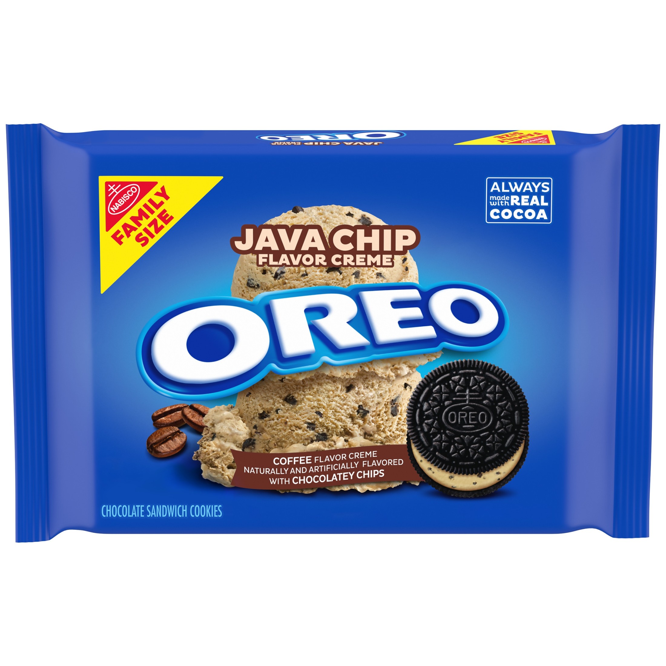 (3 pack) OREO Java Chip Creme Chocolate Sandwich Cookies, Family Size, 17 oz thumbnail 3