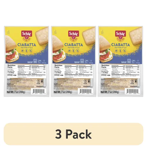 (3 pack) Schar Gluten Free Ciabatta Rolls, Artisan Bread Rolls Multipack, 7 oz, 4 Count