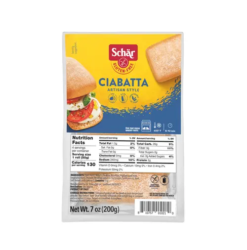 (3 pack) Schar Gluten Free Ciabatta Rolls, Artisan Bread Rolls Multipack, 7 oz, 4 Count thumbnail 2