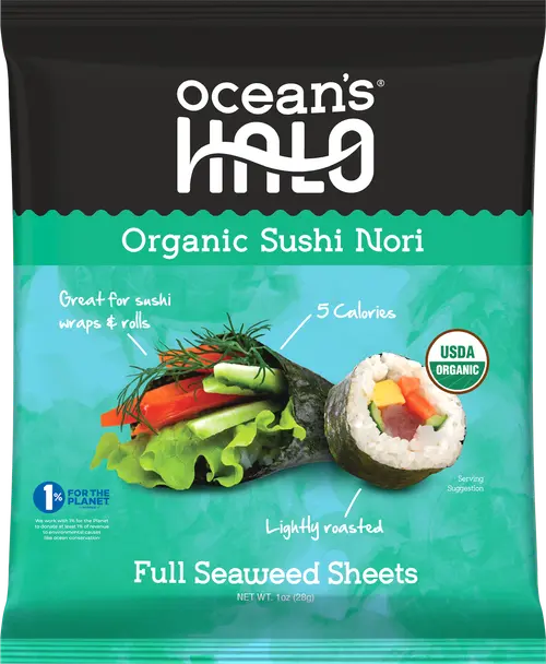 (4 pack) Ocean's Halo, Sushi Nori Seaweed, Organic, Vegan, Perfect Paper for Wraps, Shelf-Stable, 1 oz. thumbnail 2