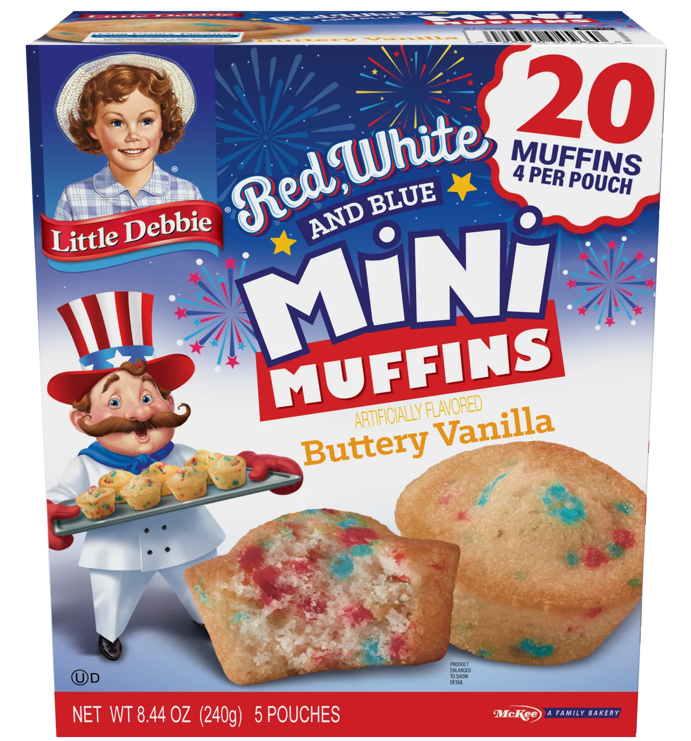 Little Debbie Red, White and Blue Mini Muffins Buttery Vanilla, 6 Boxes