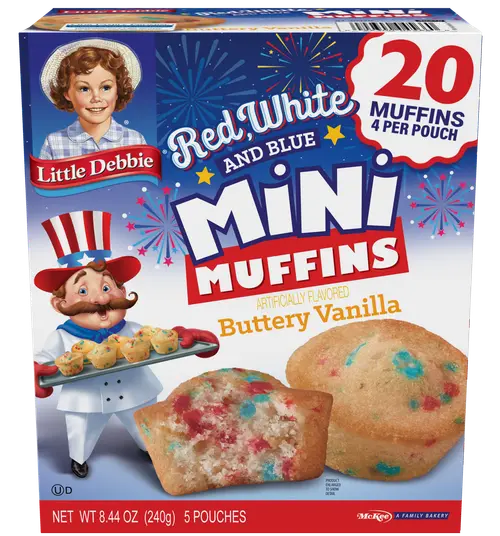 Little Debbie Red, White and Blue Mini Muffins Buttery Vanilla, 6 Boxes