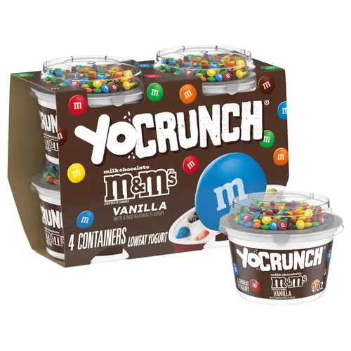 YoCrunch Vanilla Low Fat Yogurt with Mini M&Ms(R), 4 oz Yogurt Cups, 4 Count