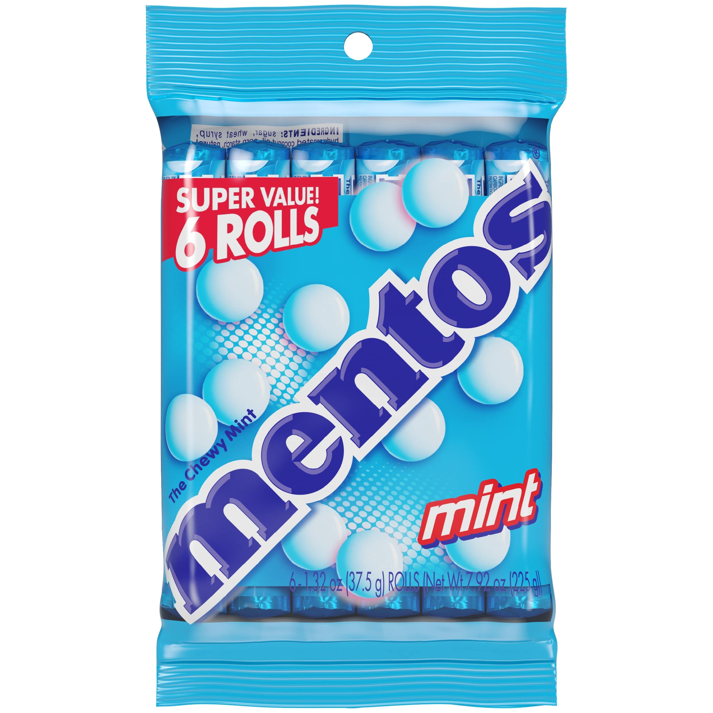 (2 pack) Mentos Chewy Mint Candy Roll, Peppermint, Peanut Free, Regular Size, 1.32 oz, 6 Count thumbnail 4