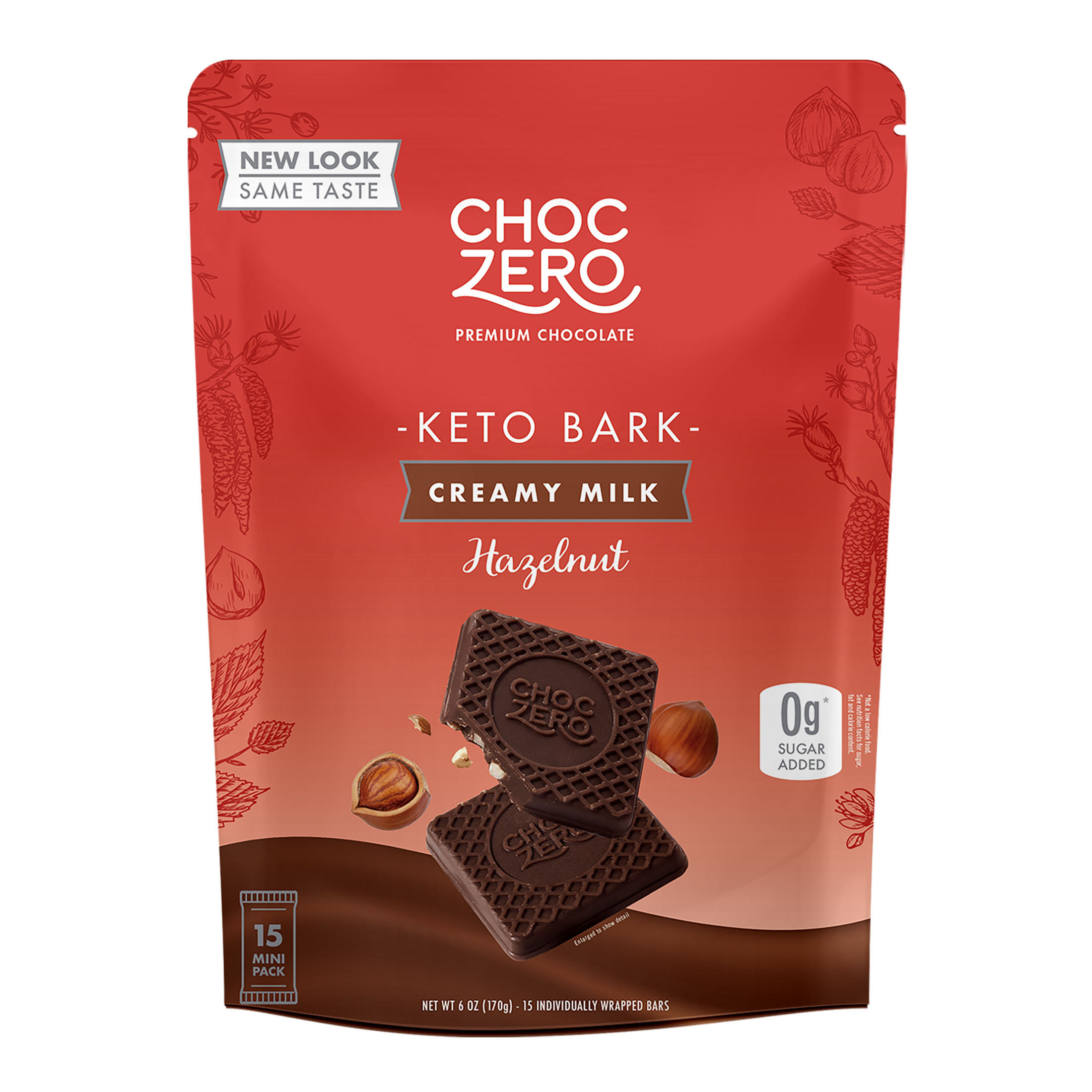 (2 pack) ChocZero No Sugar Added Milk Chocolate Hazelnut Keto Bark, 6 oz, 15 Pieces thumbnail 2