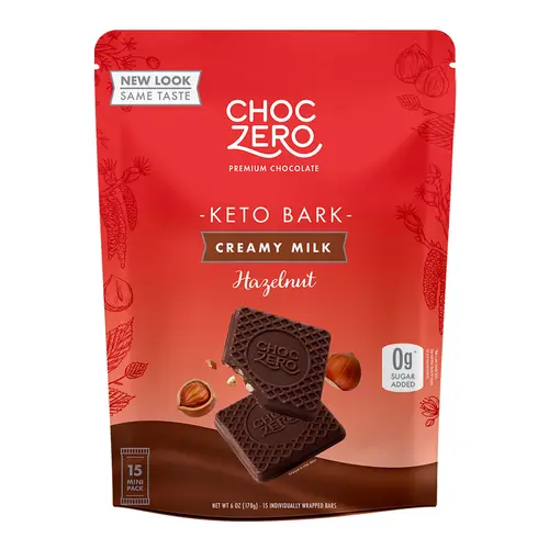 (2 pack) ChocZero No Sugar Added Milk Chocolate Hazelnut Keto Bark, 6 oz, 15 Pieces thumbnail 2