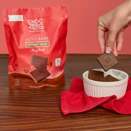 (2 pack) ChocZero No Sugar Added Milk Chocolate Hazelnut Keto Bark, 6 oz, 15 Pieces thumbnail 4