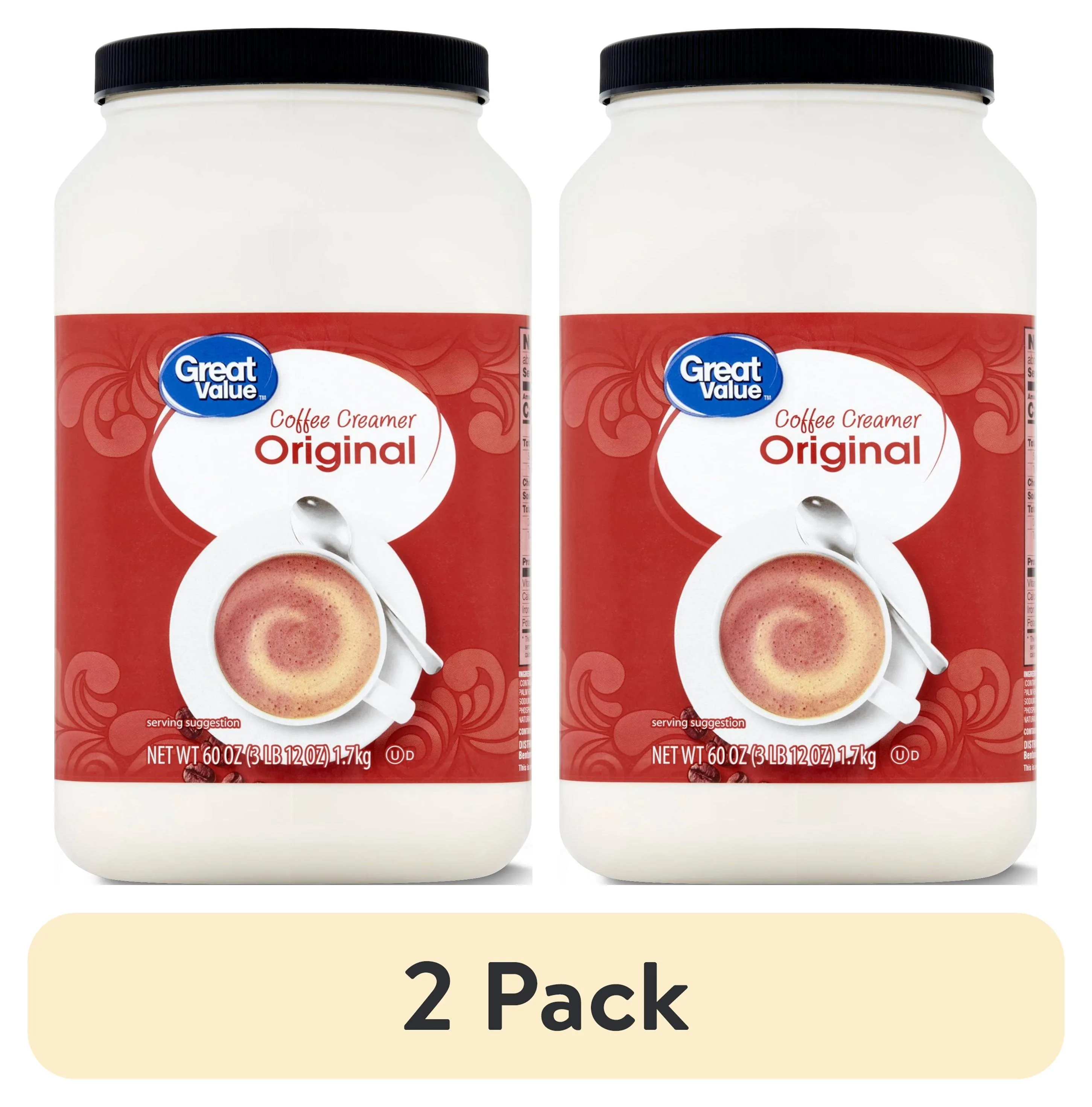 (2 pack) Great Value Original Value Size Coffee Creamer, 60 oz