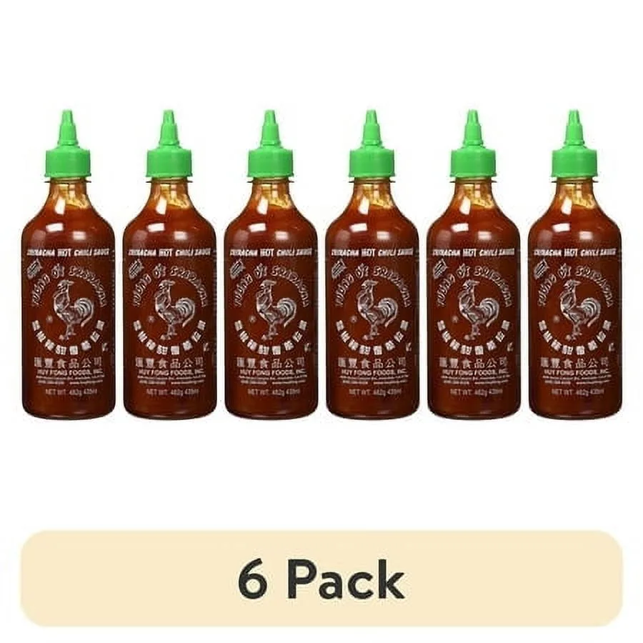 (6 pack) Huy Fong Foods Sriracha Hot Chili Sauce, Medium (17 oz.)