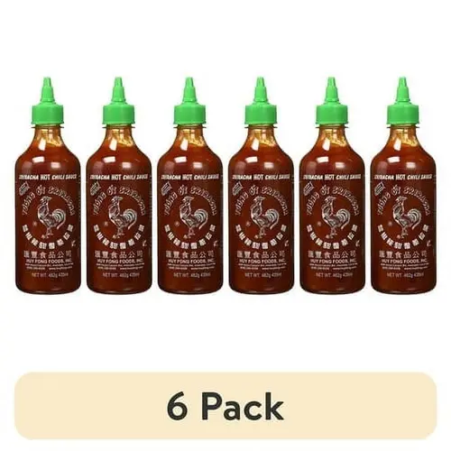 (6 pack) Huy Fong Foods Sriracha Hot Chili Sauce, Medium (17 oz.)